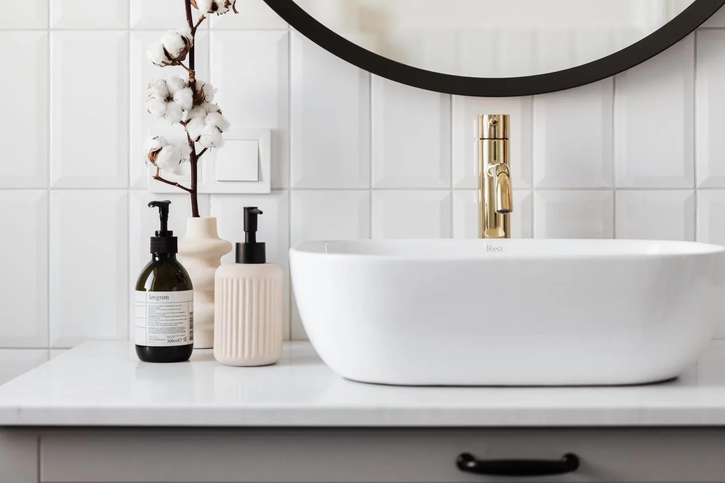 Contemporary bathroom with a freestanding bath, walk-in shower and twin basins